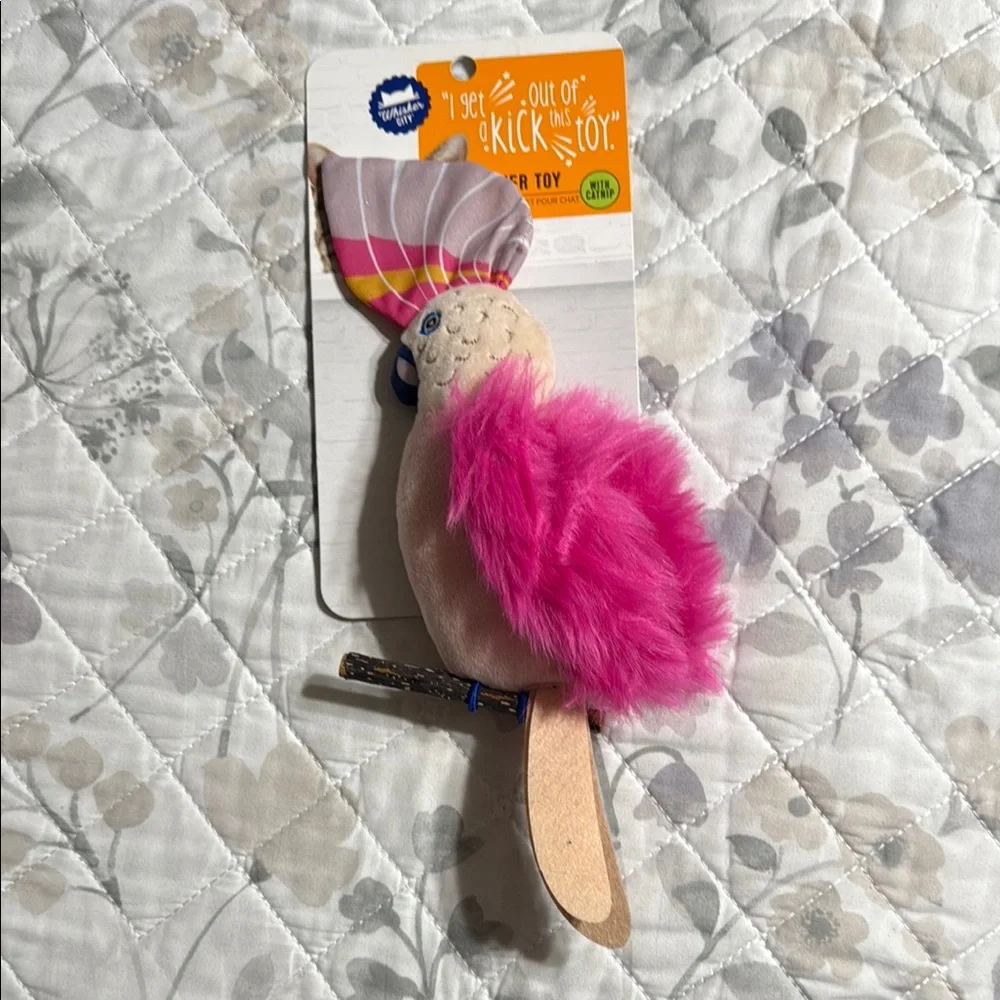 Pink and Beige Bird Cat Toy